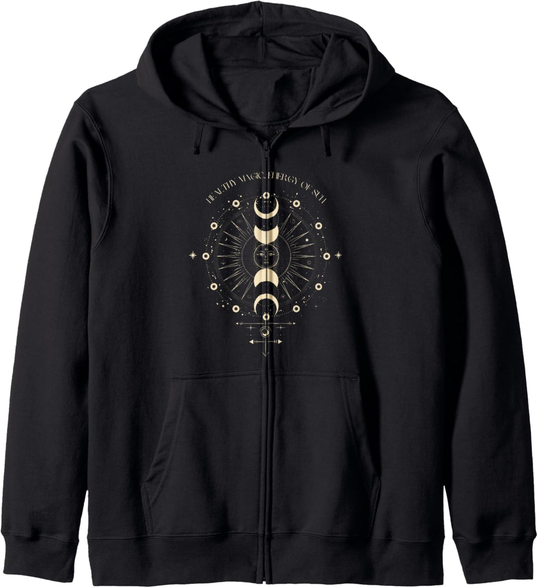 Magische Energie der Sonne, Sterne & Mond Boho Graphic Kapuzenjacke