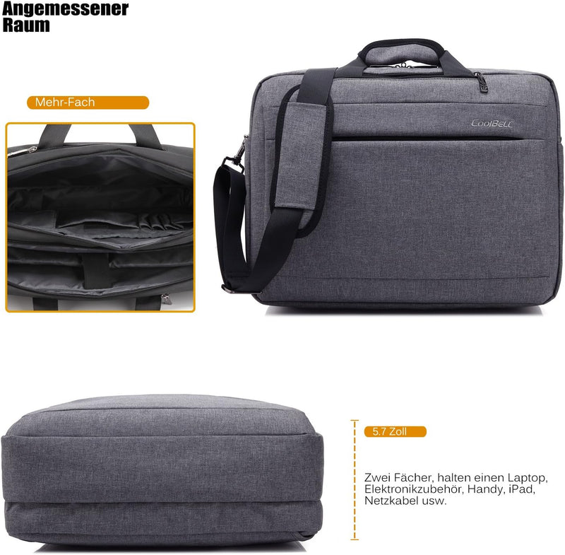 CoolBELL17,3 Zoll umwandelbar Laptop Tasche / Rucksack Messenger Bag Oxford Gewebe Umhängetasche Bac