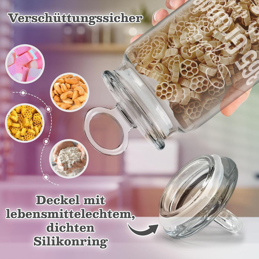 Print Royal PR Personalisierte Keksdose aus Glas mit Gravur - 550 ml - 365 Gründe warum ich dich Lie
