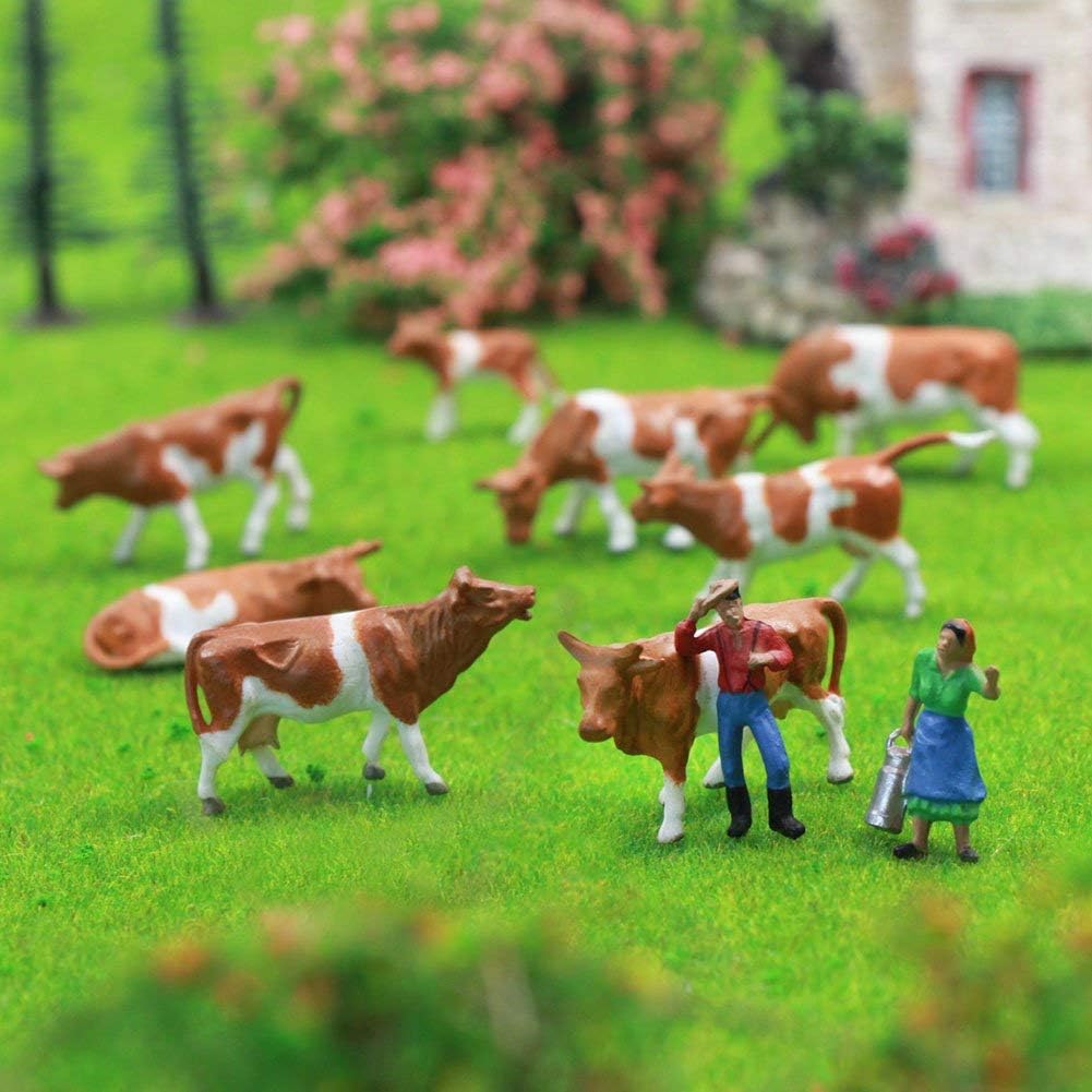 Evemodel 36Stk. Verschiede Rinder Figuren Bunt Spur H0 1:87 Dekor Tiere auf dem Bauernhof Modellbaus