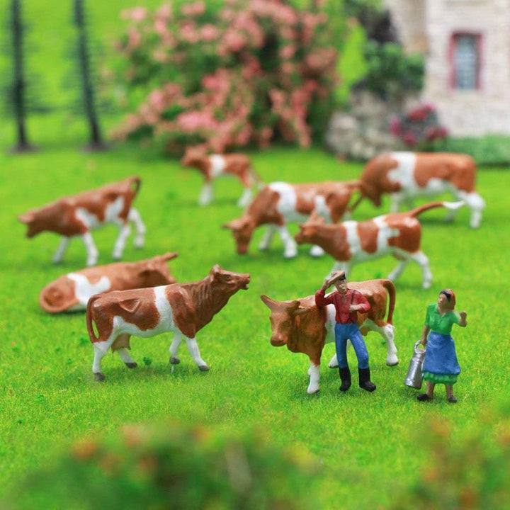 Evemodel 36Stk. Verschiede Rinder Figuren Bunt Spur H0 1:87 Dekor Tiere auf dem Bauernhof Modellbaus