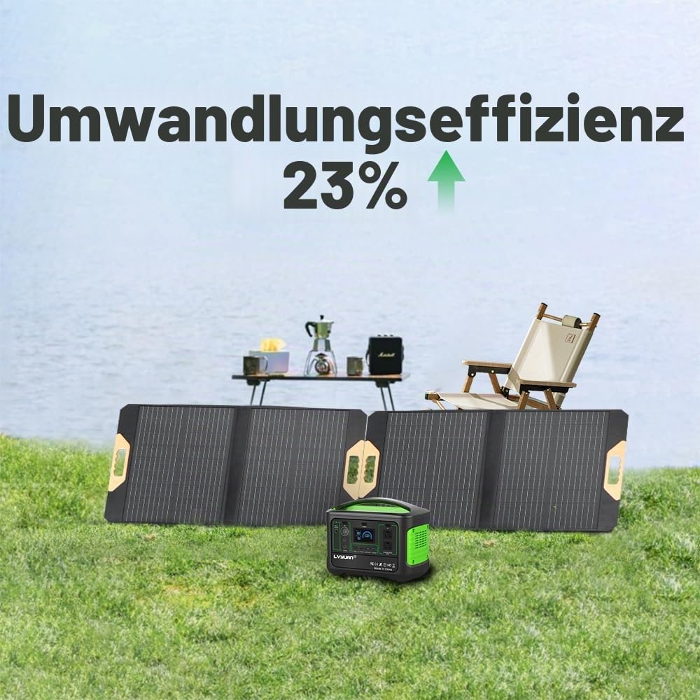 Yinleader 70W Falttragbares Solarmodul, 23% Umwandlungseffizienz, Wasserdicht Tragbares Ladegerät So