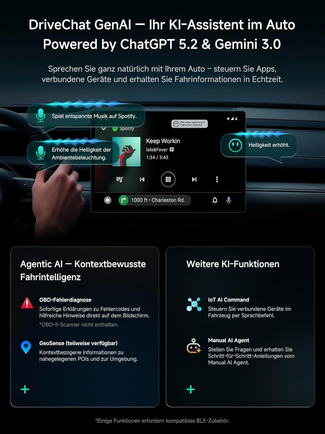 Wireless CarPlay Android Auto Adapter, 2G+16G AI Box CarPlay Für Autos mit Kabel-CarPlay, Integriert
