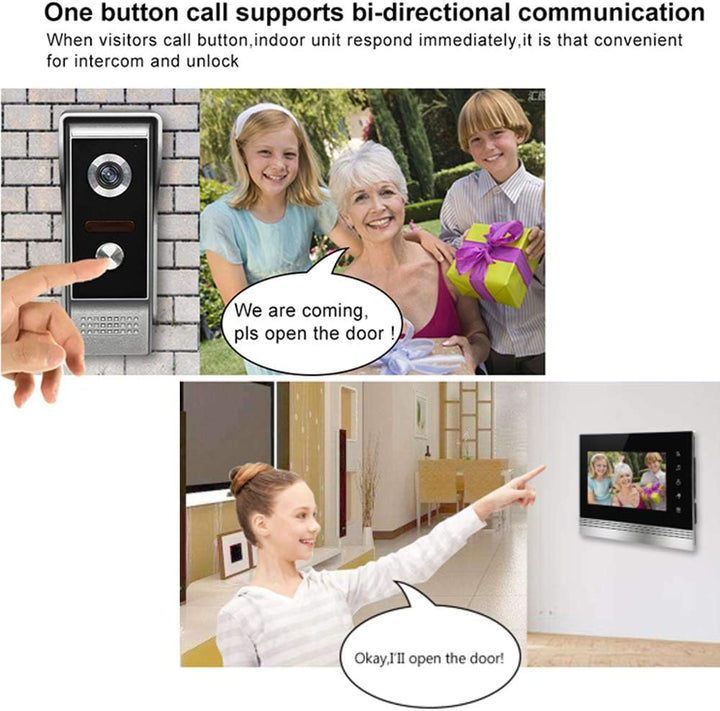 Video Türsprechanlage Türklingel mit kamera Intercom System, 1080P 7 Zoll Metall Material Monitor, G
