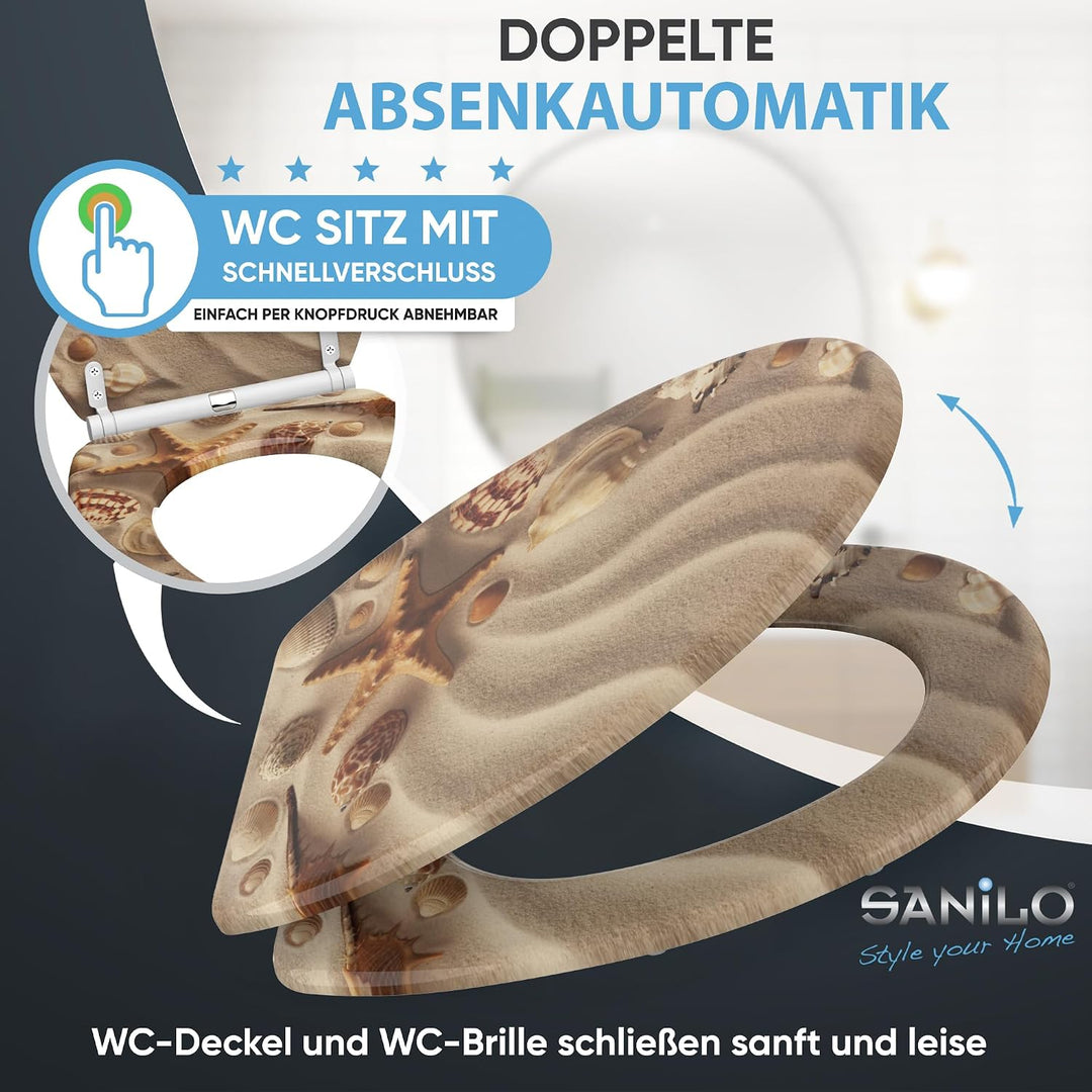 Sanilo WC-Sitz mit Absenkautomatik I Hochwertiger Toilettensitz aus Holz I Toilettendeckel in versch