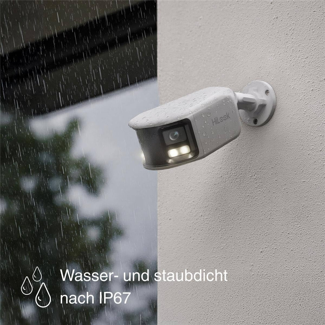 HiLook by HIKVISION Überwachungskamera aussen 8MP Smart Hybrid Light, 180° Weitwinkel, LAN/PoE kabel