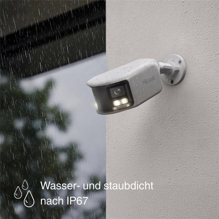 HiLook by HIKVISION Überwachungskamera aussen 8MP Smart Hybrid Light, 180° Weitwinkel, LAN/PoE kabel