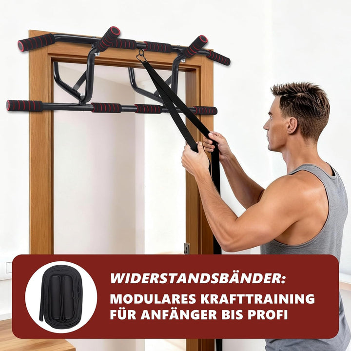 Klimmzugstange Türrahmen Pull Up Bar - Klimmzugstangen für Tür ohne Schrauben - PullUp Bar mit Gepol