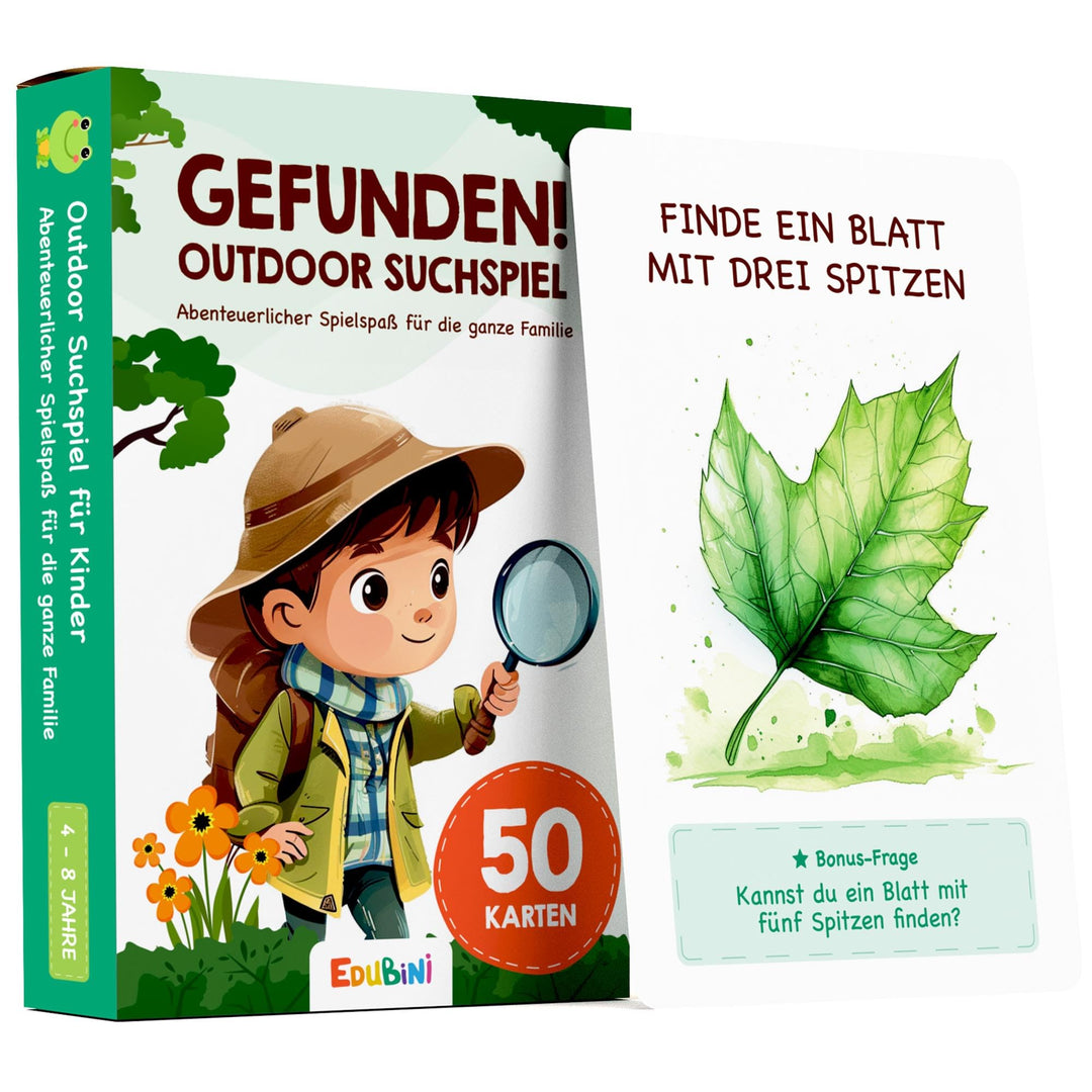 GEFUNDEN! Outdoor Suchspiel für Kinder ab 4 Jahren - [50 Karten] - Outdoor Spiele für Draussen, Scha