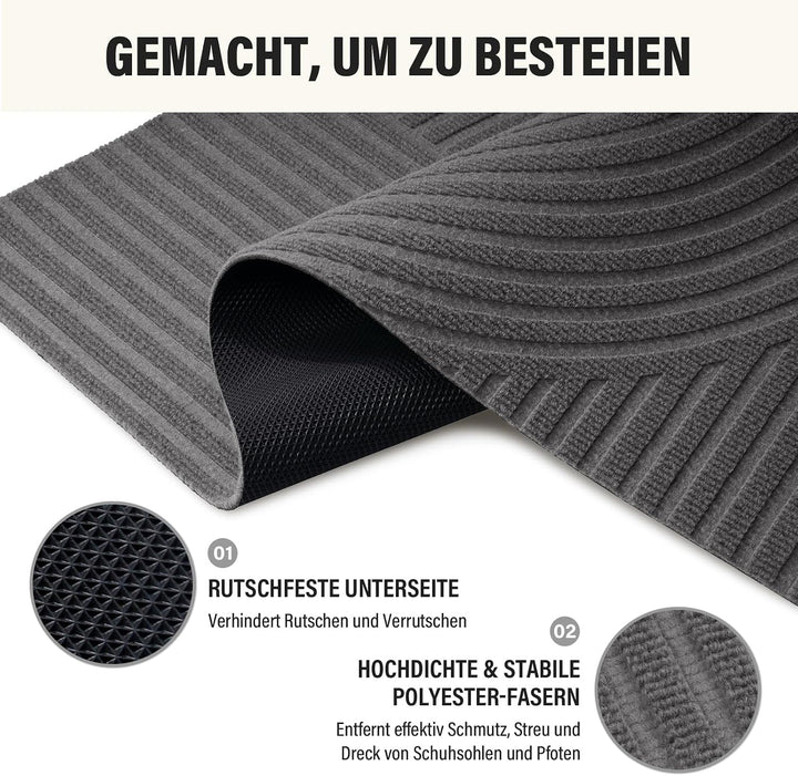 Schmutzfangmatte Innen Aussen 80x120cm, Fussmatte haustür-Schwarz Grau 80cmx120cm, Grau 80cmx120cm