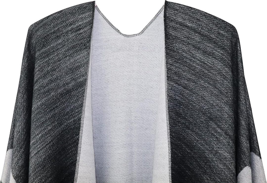 Shmily Girl - Damen Poncho Habe Gestrickt Überdimensionalen Decke Kap-Schal Plain Dispersion Bart Bl
