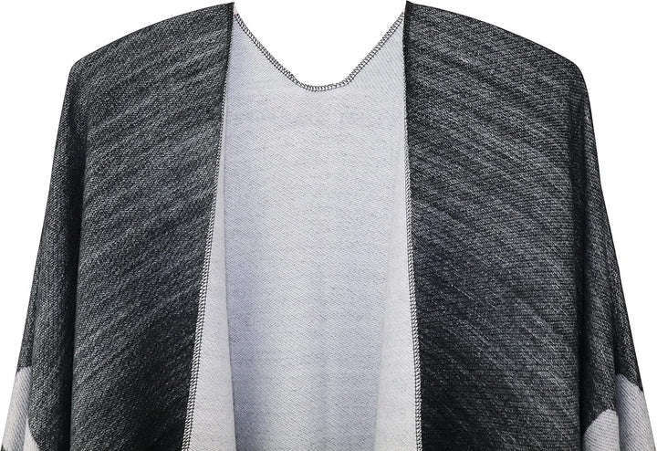 Shmily Girl - Damen Poncho Habe Gestrickt Überdimensionalen Decke Kap-Schal Plain Dispersion Bart Bl
