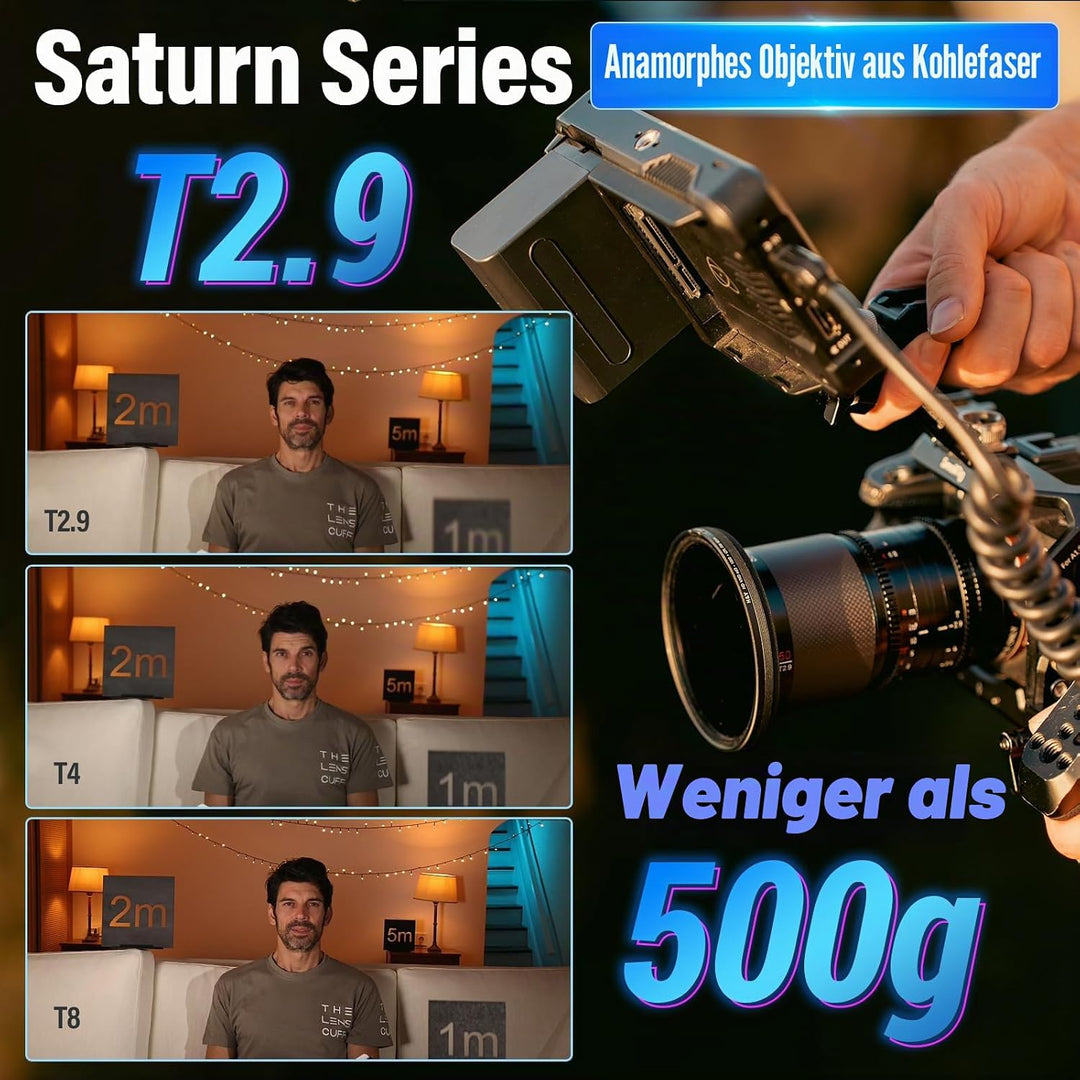 SIRUI Saturn 50 mm T2.9 1.6X Vollformat Kohlefaser anamorphe Linse, Cine Objektiv weniger als 500 g