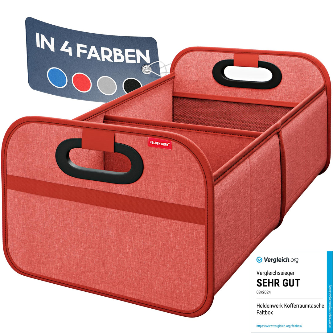 HELDENWERK Kofferraumtasche faltbar mit Anti-Rutsch-Klett - Kofferraum-Organizer, Auto Faltbox, Eink