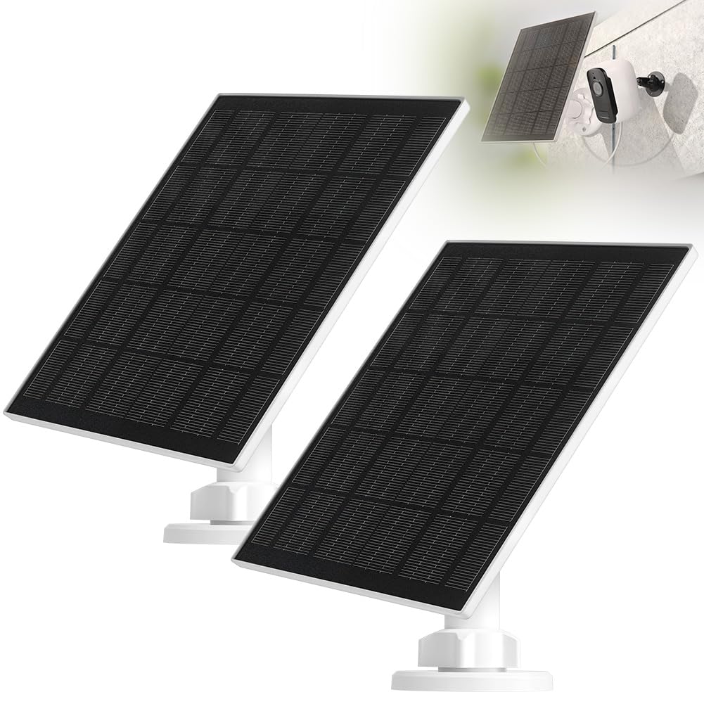 URAQT 2 Pack Solarpanel für Eufy kamera, 5W Kamera Solarpanel Kompatibel mit Eufycam, Solarmodul für