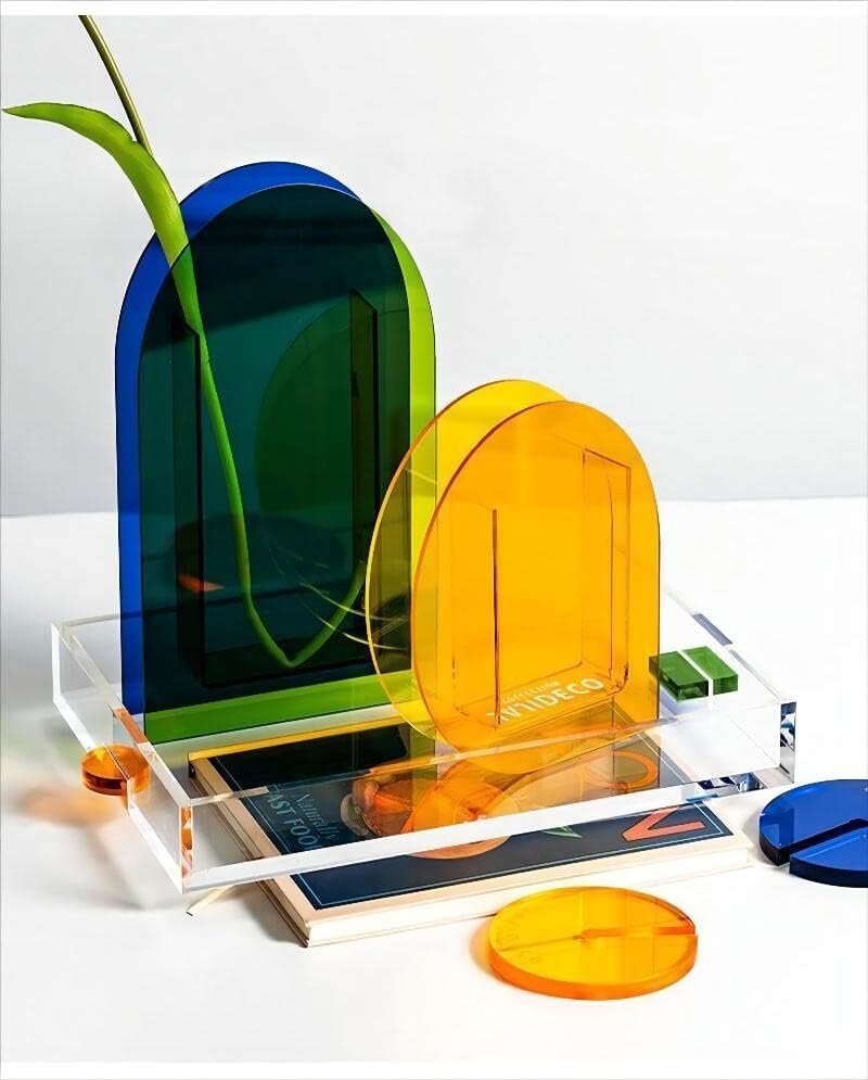 zalati Lebensmitteltablett aus transparentem Kunststoff, Acryl, mit Griff, Farben zum Servieren von