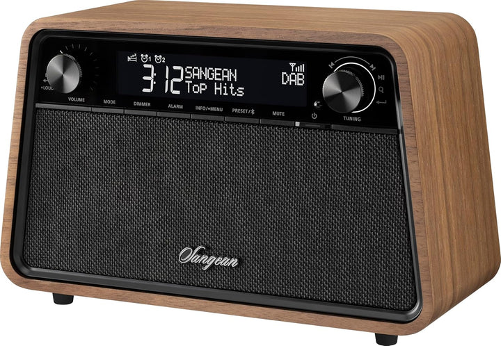 SANGEAN WR-201D Premium Retro-Radio mit DAB, RM, Bluetooth, AUX, dimmbaren LCM-Display, Echtholz-Geh