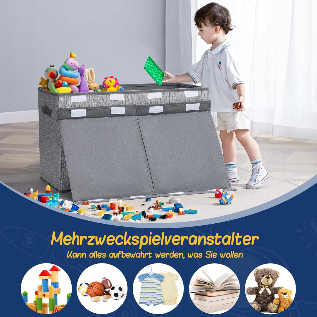 ELUCHANG Aufbewahrungsbox für Kinderzimmer mit Deckel, 81L faltbare Spielzeugkiste - Grosse Aufbewah