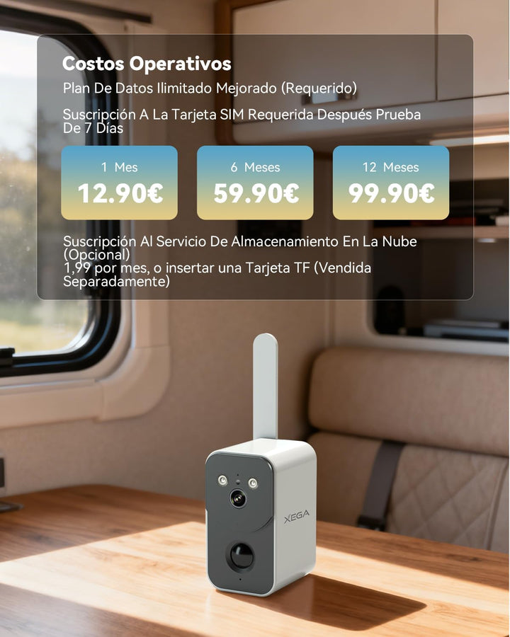Xega 4G LTE Überwachungskamera mit SIM Karte 10000mAh Akku im Bundle mit 3.5W Solarpanel