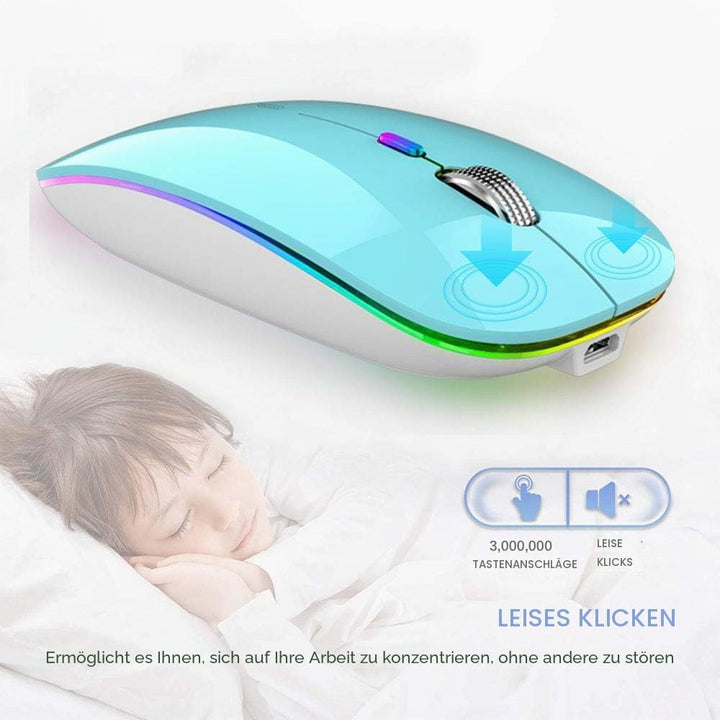 Uiosmuph Bluetooth Maus Kabellose, LED Funkmaus wiederaufladbar Leise Wireless Mouse 2.4GHz Kabellos