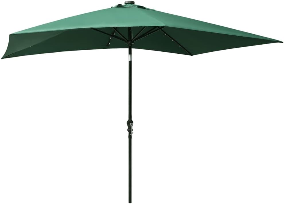 vidaXL Sonnenschirm mit LEDs Stahl-Mast Gartenschirm Marktschirm Strandschirm Schirm Sonnenschutz Ku