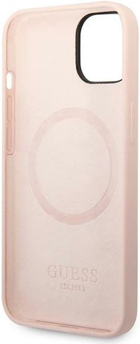 Guess GUHMP14SSBPLP hülle für iPhone 14 6,1" rosa/pink Hard case Silicone Logo Plate