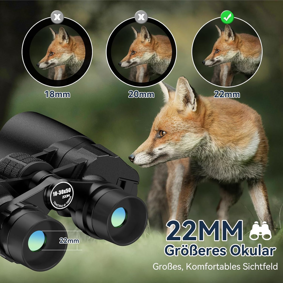 MLight 10-30x50 Zoom-Fernglas für Erwachsene, hochauflösendes Fernglas mit BAK4-Prisma, FMC-Vergütun