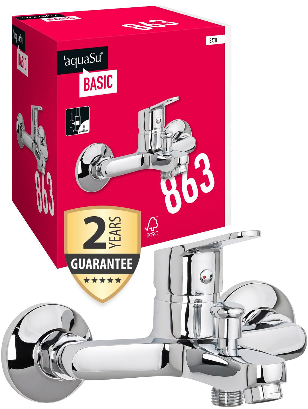 aquaSu® Basic Wannenarmatur 863 mit Umsteller, Typ 1/2 &