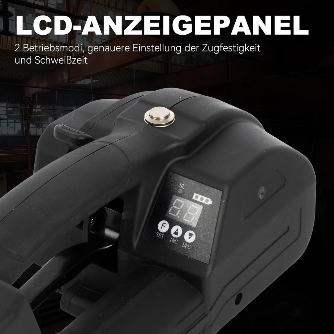 U.S. Solid Automatische Umreifungsgerät mit LCD-Bildschirm, 2x4000mAh Akku für 13-16 mm PP/PET-Bände