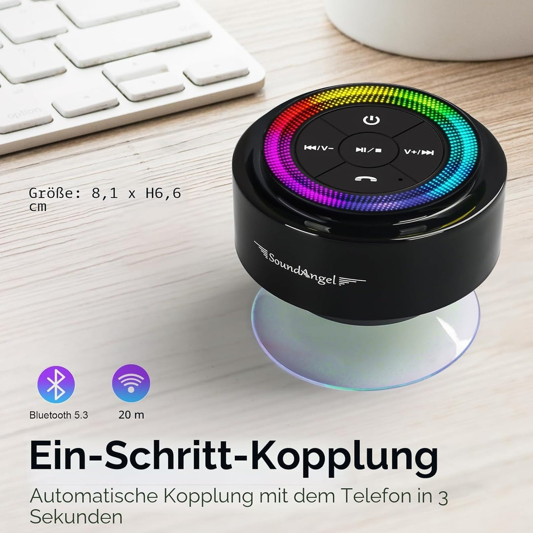 Xleader Mate Dusche Bluetooth Lautsprecher klein, Zertifiziert IPX7 Wasserdicht Bluetoothbox, Mini M