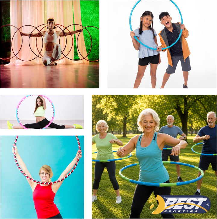 BEST SPORTING Kinder Hula Hoop Reifen – Ø 80 cm, leicht & stabil – 8-teilig zusammensteckbar – ideal