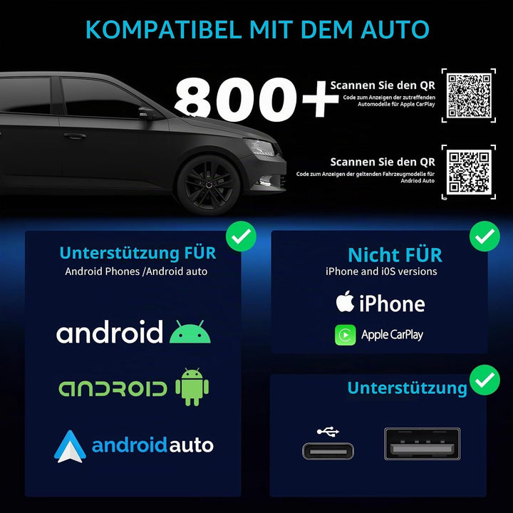 2 IN 1 Wireless Android Auto &amp; Carplay Wireless Adapter, Convert Wired to Wireles s Carplay Dongle,
