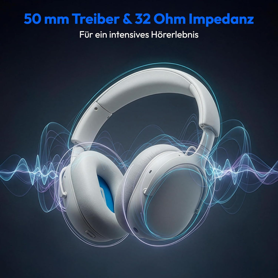 MEDION Over Ear Kopfhörer HX-1 Plus (kabellos, Feed Forward Noise Cancelling, Bluetooth 6.0, Wireles