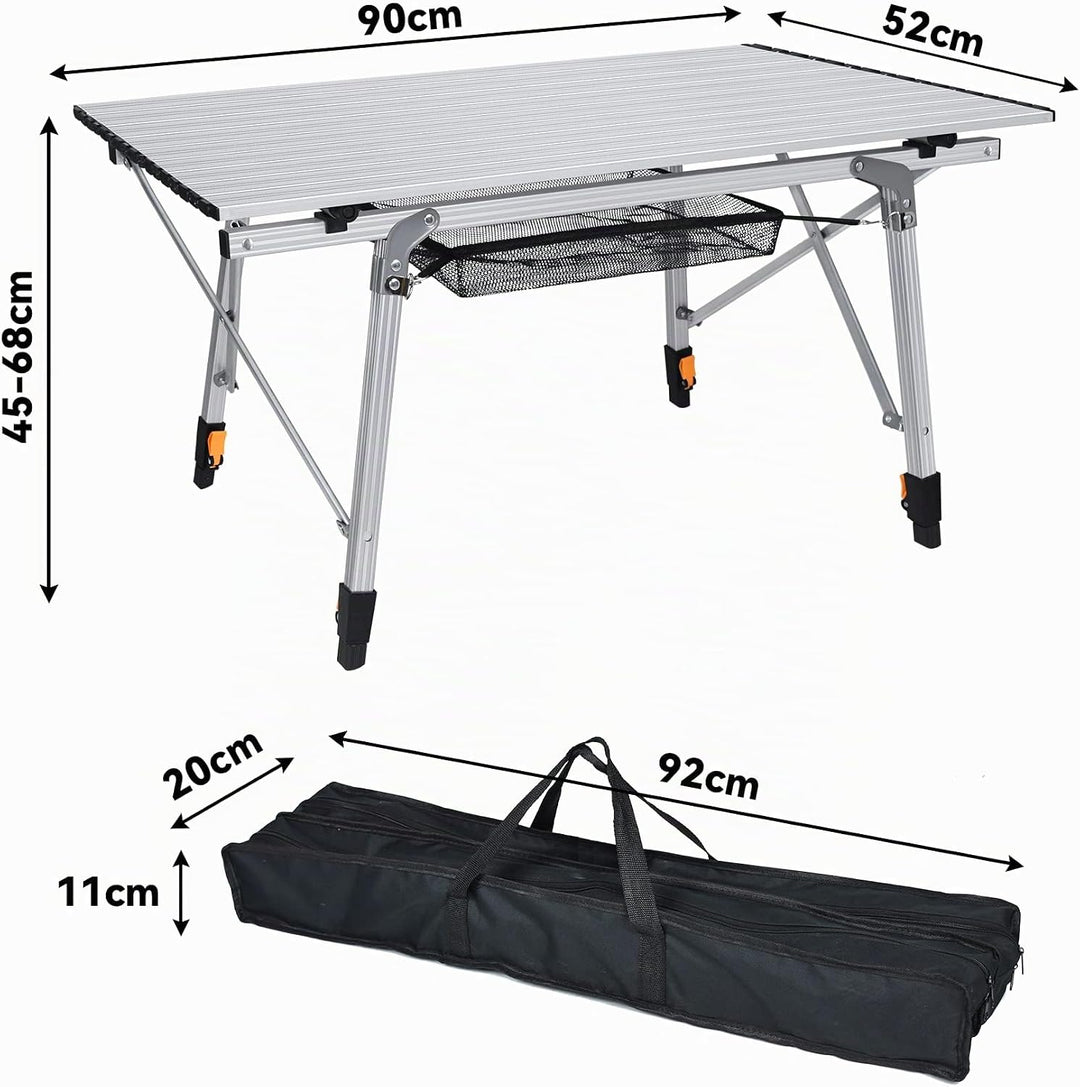 Froadp Campingtisch Faltbar aus Aluminium Höhenverstellbar Klapptisch Camping Zubehör 45x90x52cm Fal