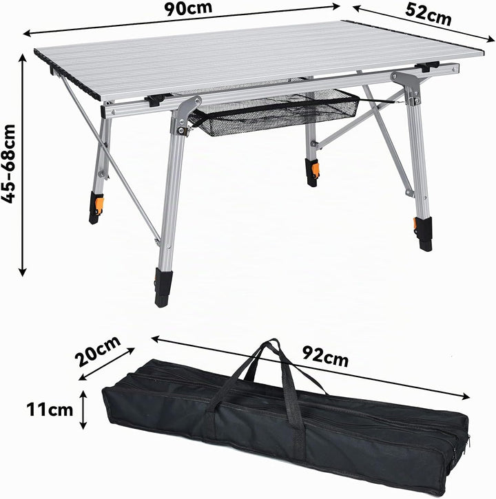 Froadp Campingtisch Faltbar aus Aluminium Höhenverstellbar Klapptisch Camping Zubehör 45x90x52cm Fal