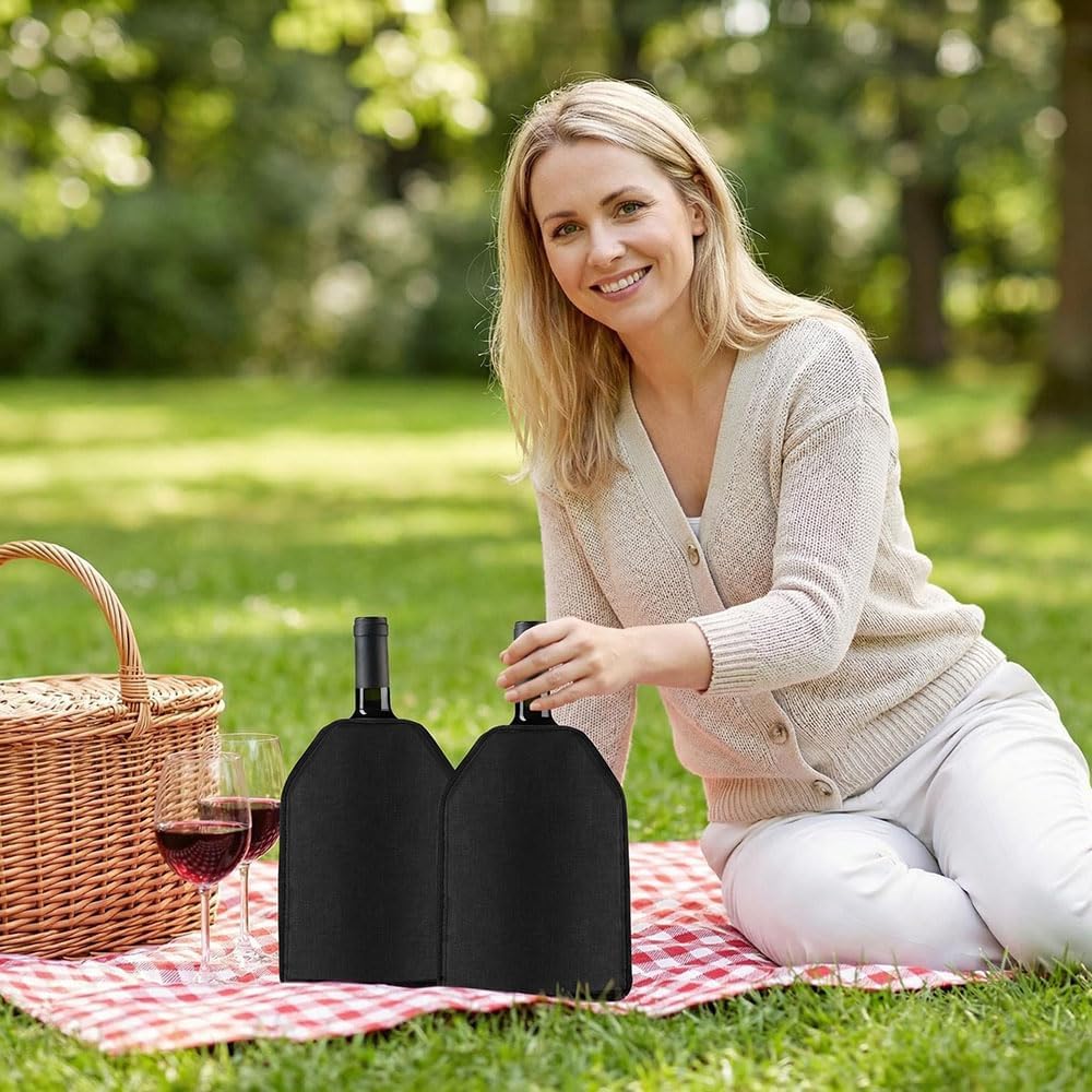 2er Set Weinkühler Manschette mit Gel - Universeller Kühlmanschette für Wein, Sekt, Champagner & Fla