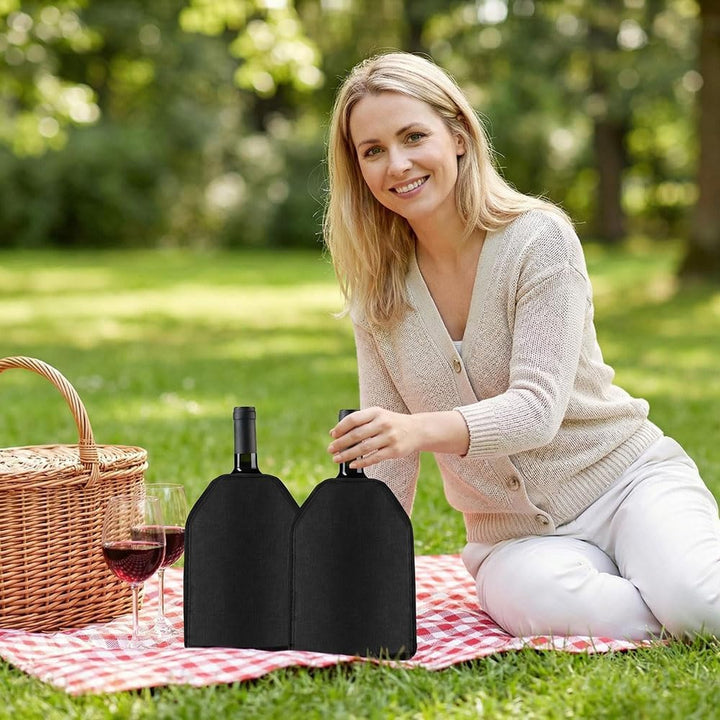 2er Set Weinkühler Manschette mit Gel - Universeller Kühlmanschette für Wein, Sekt, Champagner & Fla