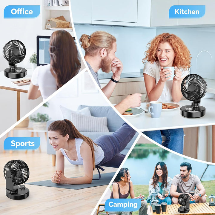 ITJMRJP Tischventilator USB Ventilator Leise 6000mAh Akku Ventilator Kleiner Mini Ventilator Klein D