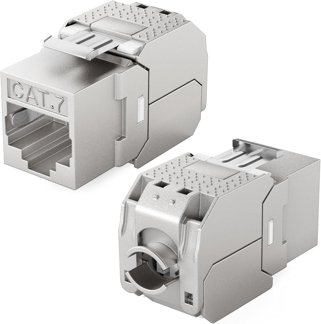 hb-digital Set: 4X CAT.7 Keystone RJ45 Modul + 2X Hutschienenadapter Metall Keystone-Halterung für H