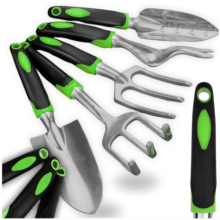 ZOLTA Gartengeräte Set 5-teilig Gartenwerkzeug Set Schaufel Harke Handrechen Unkrautstecher ergonomi