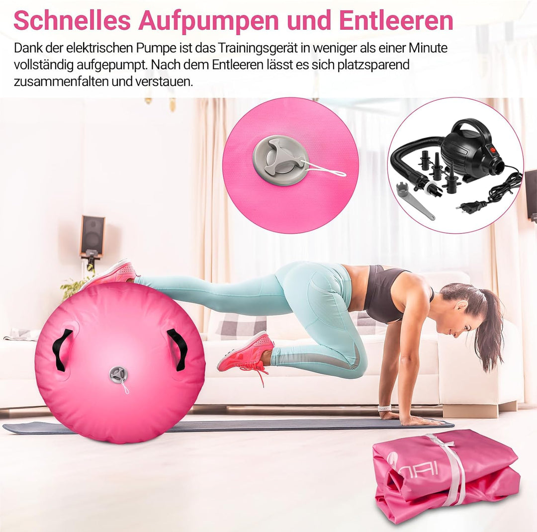 Skeufy Air Matte Track, Aufblasbare Gymnastik Yoga Air Matte Roll mit Elektrischer Luftpumpe, Airrol