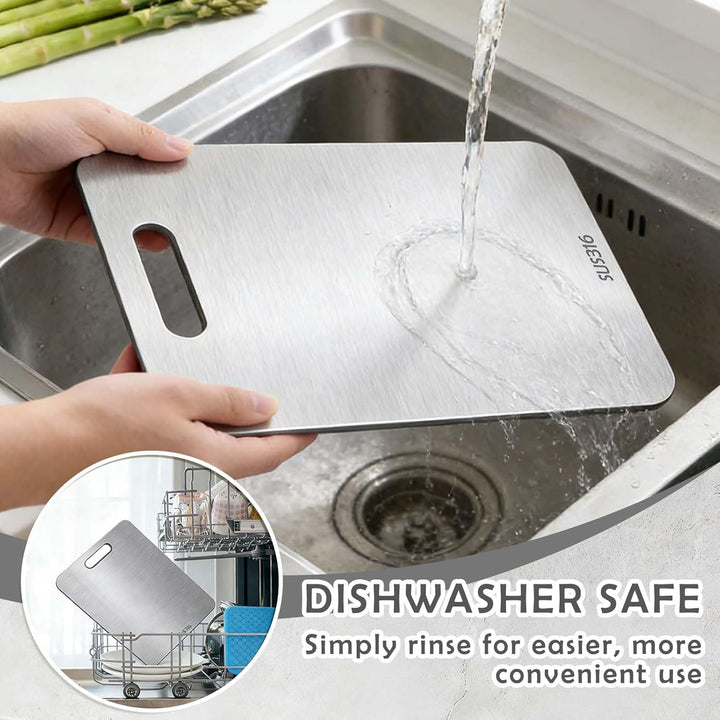 2 Stücke Titan Schneidebrett, S316 Schneidebrett Edelstahl, Doppelseitiges Lebensmittel Grade Schnei