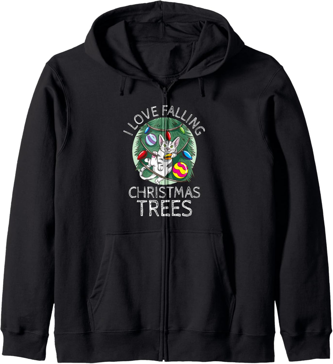 Falling Christmas Trees Funny Cat Christmas Clothing Cats Kapuzenjacke
