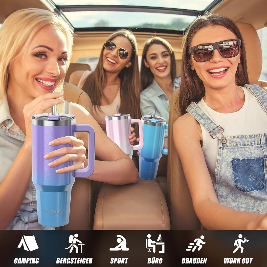 40oz Kaffeebecher to Go Thermobecher Doppelwandiger Edelstahl Vakuum Auslaufsicher Trinkbecher mit G