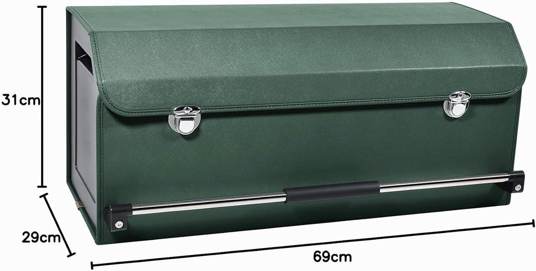 Auto Kofferraum Organizer mit Deckel, Premium Leder Kofferraumtasche mit stabilem Griff, Multifunkti
