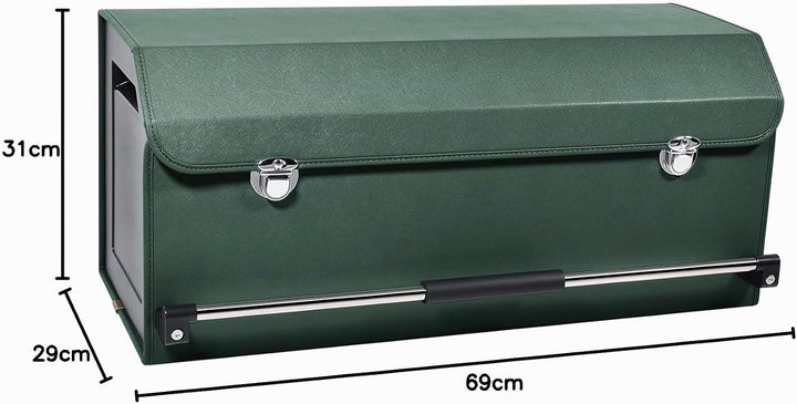 Auto Kofferraum Organizer mit Deckel, Premium Leder Kofferraumtasche mit stabilem Griff, Multifunkti