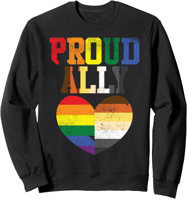 Proud Ally Heart Protest LGBTQ Gay Bear Flag Gay Pride Men Sweatshirt