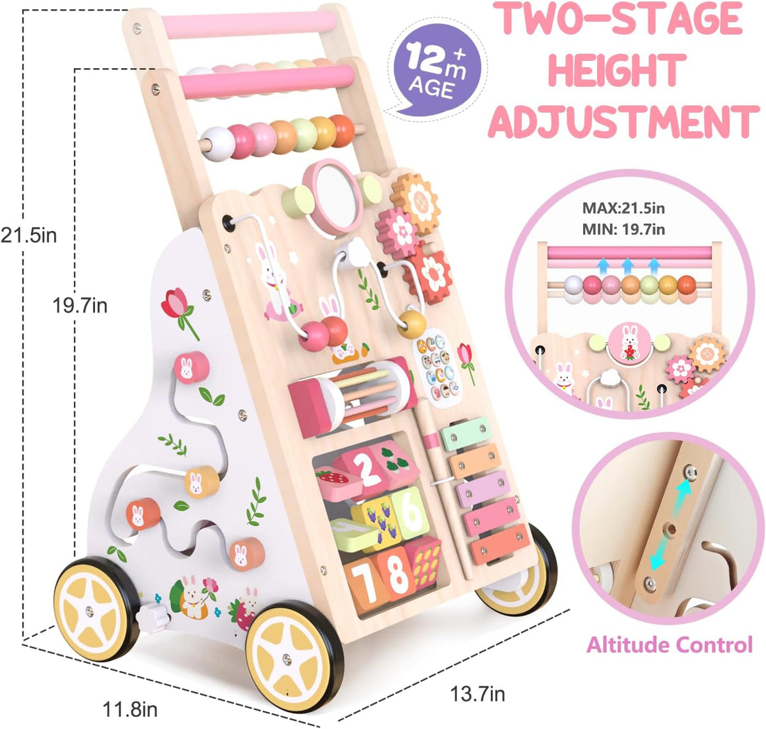 Lauflernhilfe aus Holz, Schiebe-Lauflernhilfe mit Rädern, Montessori-Lauflernspielzeug für Kleinkind