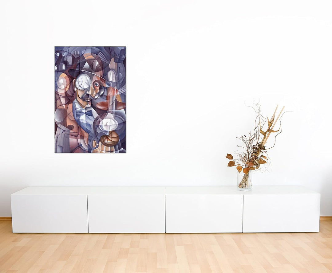 Paul Sinus Art 120x80cm - WANDBILD Kubismus Gesicht Malerei abstrakt - Leinwandbild auf Keilrahmen m