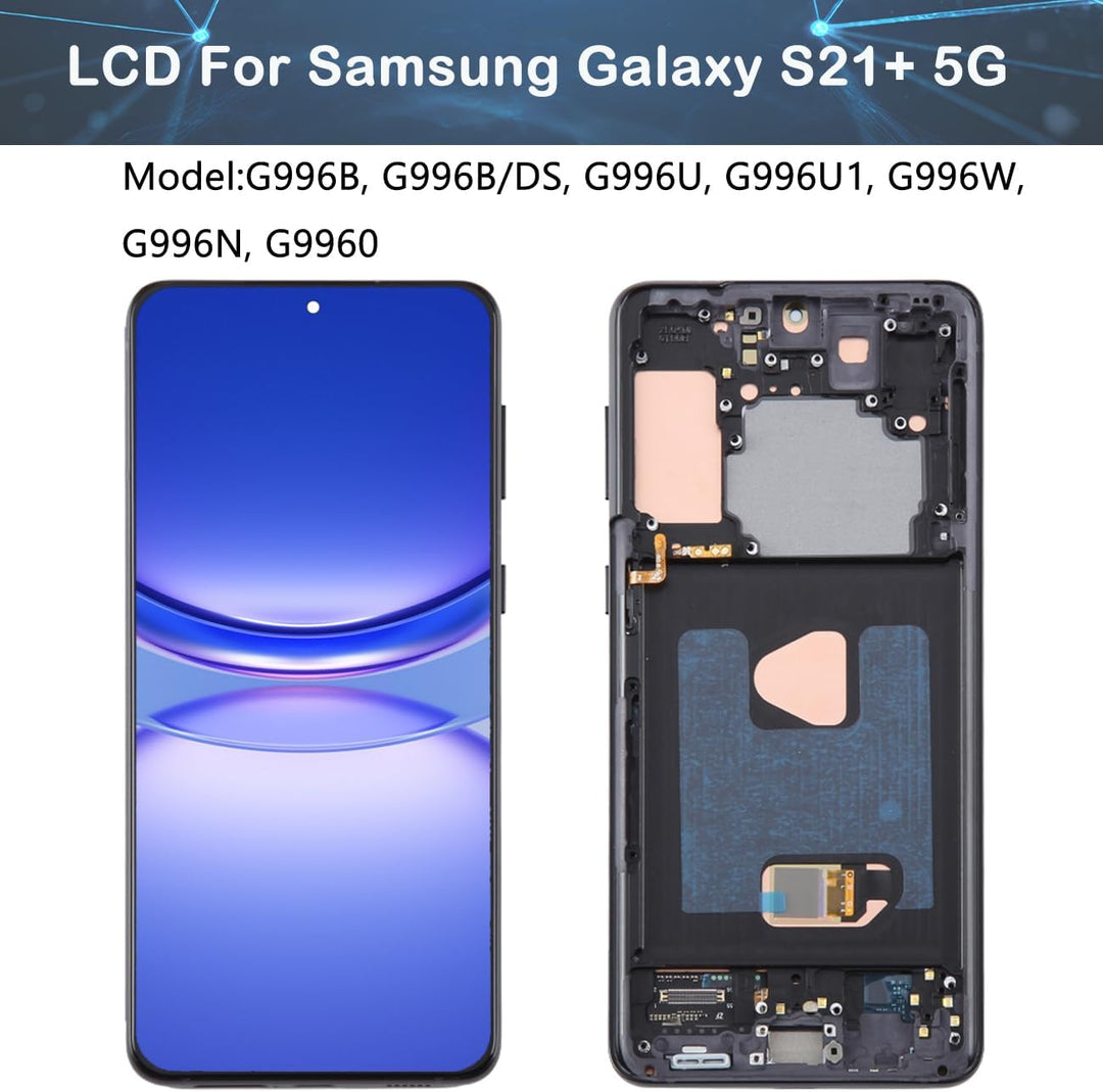 Display Bildschirm für Samsung S21+ Plus 5G G996B OLED Schwarz mit Rahmen | mit Fingerabdruck，mit Re